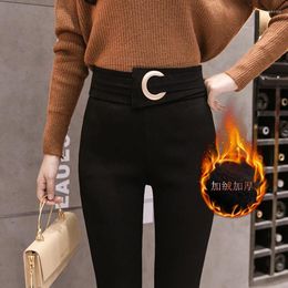 Women's Pants Korean Fashion All Season Slim Ankle-length Pencil Women Streetwear Chic Ladies Plush Thicken Warm Trouser Wholesale