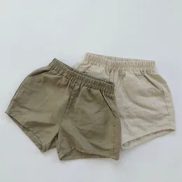 Shorts Summer Kids Baby Boy Girl Pants Pure Colour Casual Children's Korean Fashion Cotton Elastic Band Sports 1-7Y