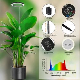 Grow Lights Ring For Indoor Plants Full Spectrum Large Plant LED Light USB Height Adjustable Growing Lamp