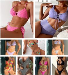 2024 Swimming Swim wear luxury designer bikini swimwear triangle Split swimsuit sexy gold steel holder with irregular stripes yakuda ruffled edges high waist