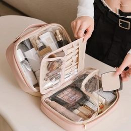 Cosmetic Bags Upgrade Women's Makeup Bag PU Waterproof Portable Travel Organizer Pouch Large Capacity Toiletry Storage Zip