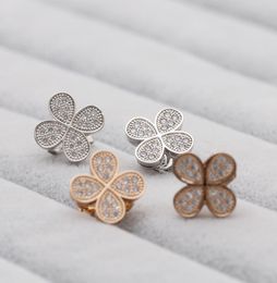 fashion clover design clip on earrings for no pierced hole ears women Jewellery micro paved with cubic zirconia3630694