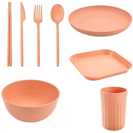 Disposable Dinnerware Dinner Dish Rectangular Plate Unbreakable Microwave Safe Plates Flatware Restaurant Kit Cutlery Set