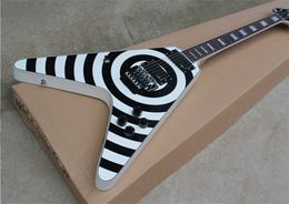 Top Quality Zakk Wylde Bullseye Custom Shop Flying V Electric Guitar White Mahogany Body Rosewood Fingerboard Golden Hardware Free Shipping