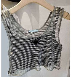 Triangle Badge Diamond Tank Tops Womens Sling 2 Pcs Set Camis for Sexy Sleeves Summer Vest High Sex appeal