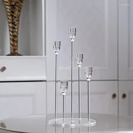 Candle Holders Acrylic 5 Arms Holder Clear Candelabra Centerpieces For Wedding Living Room Dinner Table Christmas Decoration