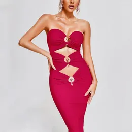 Casual Dresses The Summer Arrivals Women Sexy Strapless Hollow Out Sheath Dress Bandage Evening Party Celebrate Nightclub Outfit