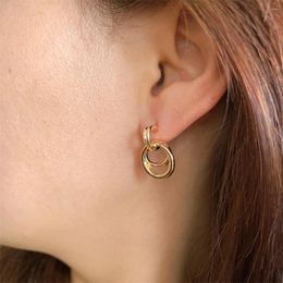 Stud Earrings Classic Gold Colour Plating Small Circle Tiny For Women Girl Elegant Gorgeous Casual Simple Jewellery