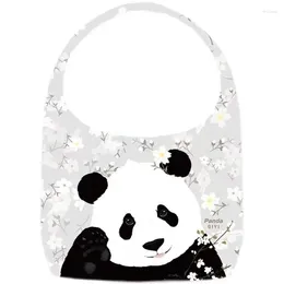 Waist Bags 2024 Giant Panda Original One Shoulder Canvas Bag Cute Summer Cartoon With Small Flowers And Twill Patterns