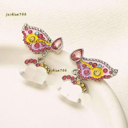 Designer Brand Charm Boutique Sier Plated Crystal Letter Earrings Quality Girl Love Stud Wedding Party Jewellery Gift 2024