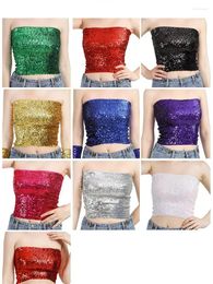 Garden Decorations Sparkling Sequins Stretch Tube Top Strapless Glitter Halter Tank Fashion Sexy Crop For Women Holiday Party Club