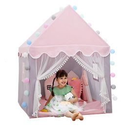 Grandes crianças tendas tipi bebê brincar casa criança brinquedo tenda 135m wam dobrável meninas rosa princesa castelo decoração do quarto 240223
