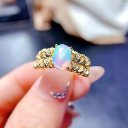 Cluster Rings MeiBaPJ 6mm 8mm Natural Opal Gemstone Fashion Ring For Women Real 925 Sterling Silver Charm Fine Wedding Jewellery