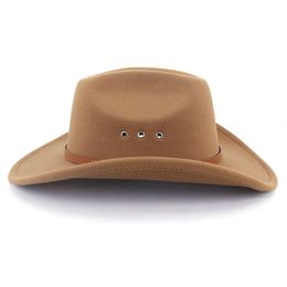 Cowboy Hat for Women and Men Unisex Felt Wide Brim Western Cowboy Cowgirl Hats with Belt Buckle for Rodeo Outfit Outdoor Khaki 2294