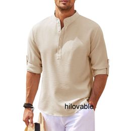 No logo fashions hilovable Mens Shirt Long Sleeve Standing Neck Open Button Pineapple Plaid Shirt Mens Casual Shirt Top