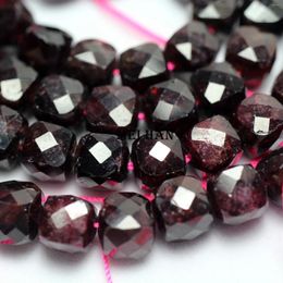 Loose Gemstones Meihan Natural Mozambique Red Garnet 8mm Faceted Cube Beads For DIY Jewellery Making Design
