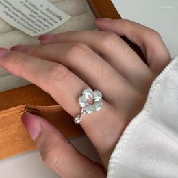 Кольца кластера PANJBJ, стерлинговое серебро 925 пробы, кольцо с цветком для женщин и девочек, милое романтическое модное универсальное ювелирное изделие, подарок, падение