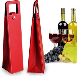 Wine Champagne Gift Bag, Reusable Leather Wine Tote Carrier Bag Box Holder, Leather Wine Bottle Packag Bag
