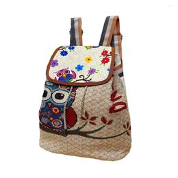 School Bags Casual Ethnic Style Backpack Retro Embroidery Knitted Shoulder Bag Lightweight Ladies Fabric Backpacks