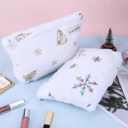 Cosmetic Bags Christmas Portable Bag Large Capacity Makeup Organizer Storage Fluffy Pouch For Women And Girls