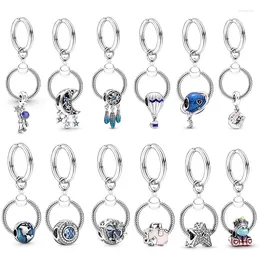 Keychains 100 Styles Silver Color Exquisite Charm For Women Handbag Car Ornaments Accessories Brand Key Rings Party Gift Jewelry