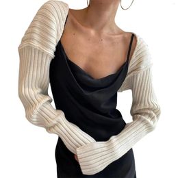 Women's Tanks Knitted Crop Top Cardigan Sweater Ultra-short Knit Tube Coat Elegant Fashion Solid Color Loose Tops Y2k