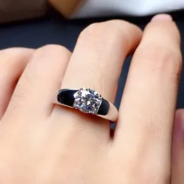 Cluster Rings Trendy Men's Ring Platinum Simulation Diamond 2 Moissanite Wedding