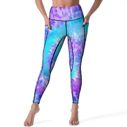 Women's Leggings Tie Dye Swirl Yoga Pants Sexy Blue And Purple Printed Push Up Running Leggins Female Funny Quick-Dry Sports Tights