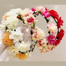 Decorative Flowers Artificial Flower Wreath Hair Bands For Wedding Bridal Headwear Women's Travel Seaside Vacation Party Supplies