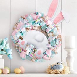 Decorative Flowers Wall Hanging Easter Wreath Kit DIY Buwith Ears BuWreath Attachment For Front Door Decor