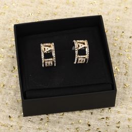 2024 Luxury quality charm drop earring with words design in 18k gold plated have stamp box half round PS3358