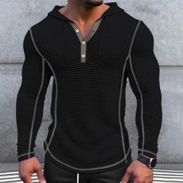 Gym Clothing Winter Hooded Sweater Men Warm Waffle Solid Cotton Hoodie Mens Sweaters Slim Fit Pullover Classic Sweter Knitwear Homme