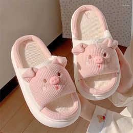 Slippers Cute Pig For Women All Season Breathable Open Toe Home Unisex High Quality Mop Lovely