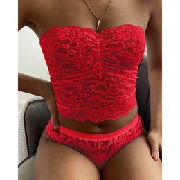 Bras Sets Women's Sexy Lingerie Bra Set Plus Size Lace Pyjamas Comfortable Underwear Seamless Crop Tops Ladies Panties Sleepwear Xxl