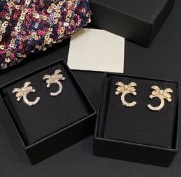 2024 Luxury quality charm stud earring with diamond in two Colours plated have stamp box knot shape PS3257