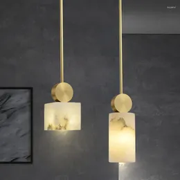 Pendant Lamps Modern Marble Led Lighting Minimalist Geometric Shape Small Chandelier Dining Room Study Balcony Decor For Living