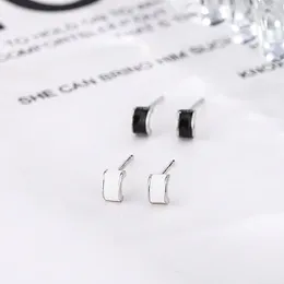 Stud Earrings S925 Pure Silver Ear Studs Women's Simple And Cold Style Small Hole 2024 Fashion Student Girl