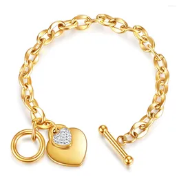 Charm Bracelets Bracelet For Women Gold Heart Luxury Silver Color TO Chain With Cubic Zirconia Wholesale