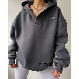 No logo fashions hilovable New plush hooded printed long sleeved basic versatile sweater V-neck sweater