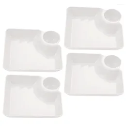 Flatware Sets 4 Pcs Snack Tray Dumpling Dessert Serving Platter Plate Side Dish Trays Party White Appetizer