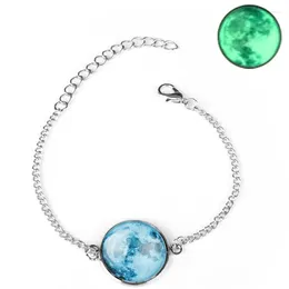 Charm Bracelets DIEZI Glow In The Dark Charms Bracelet Glass Cabochon Gray Moon Luminous Jewelry Silver Color Link For Women Gift