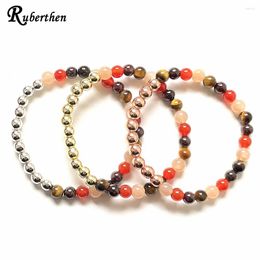 Strand Ruberthen Design 6 MM Sunstone Garnet Tiger Eye Stone Carnelian Mixed Bracelet Womens Cooper Beads Yoga Wrist Mala