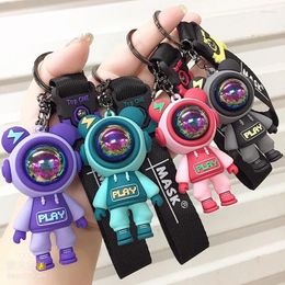 Keychains Cartoon Lightning Bear Keychain Cute Astronaut Doll Keyring Bag Pendant Couple Car Keyholder Creative Charm Accessories