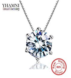 YHAMNI High Quality 15 ct Single Clear CZ Diamond 925 Sterling Silver Jewellery Bridal Engagement Silver Pendant Necklace R1261922482