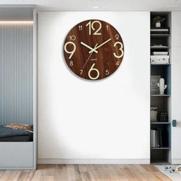 Wall Clocks Number Clock Modern 12 Inch Wooden With Glow-in-the-dark Numbers Silent Home Decoration Mute For Room