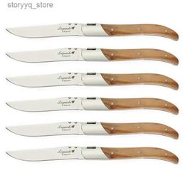 Kitchen Knives 4/6/8/10pcs Laguiole Steak Knives Set Olive Wood Handle Dinner Knife Hammer Blade Steak Knife 8.25inch Kitchen Cutlery Christmas Q240226