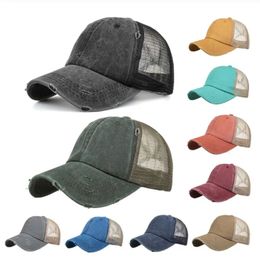 Ponytail Baseball Cap Sports Adjustable Anti-Sweat Anti UV Breathable Unisex Mesh Hat Trucker Hat Sun Hat