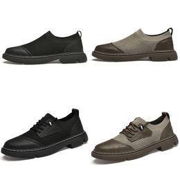 Spring new Casual shoes men black brown Grey business shoes trendy leather shoes fabric stitching slip-on versatile shoes breathable GAI