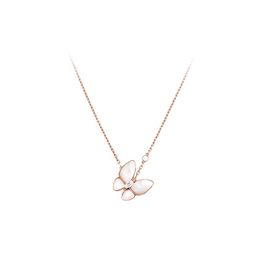 Designer necklace luxury jewelry butterfly necklaces for women Red Bule White Shell rose gold platinum pendant Wedding gift stainless steel wholesale for resaleQ1