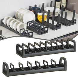 Kitchen Storage Dish Organizer Space Aluminum Plate Holder Cabinet Bowl Shelf Adjustable Tableware Rack Drainer